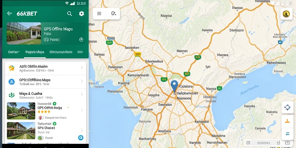 Tampilan antarmuka 66KBET yang intuitif dan interaktif untuk GPS Offline Maps.