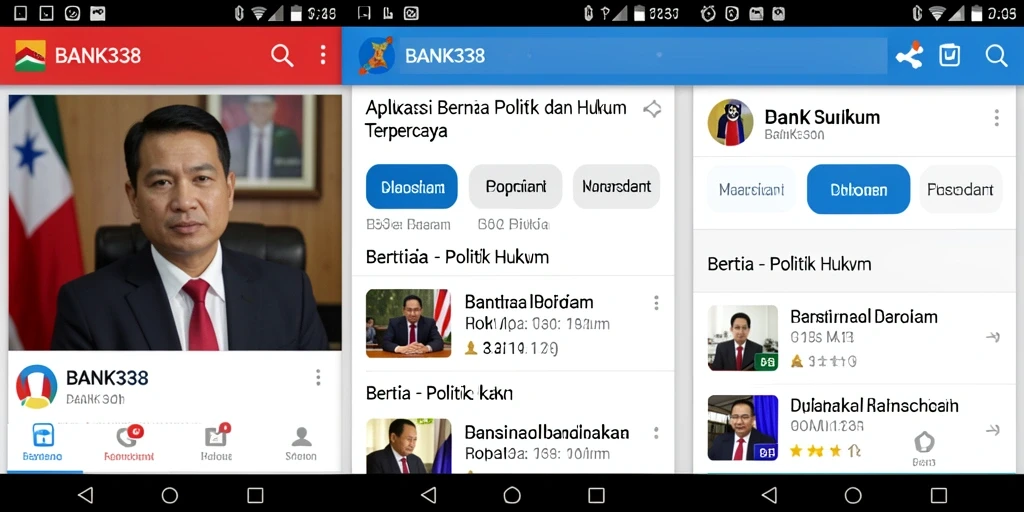 Antarmuka utama BANK338 menampilkan berita politik dan hukum terbaru.