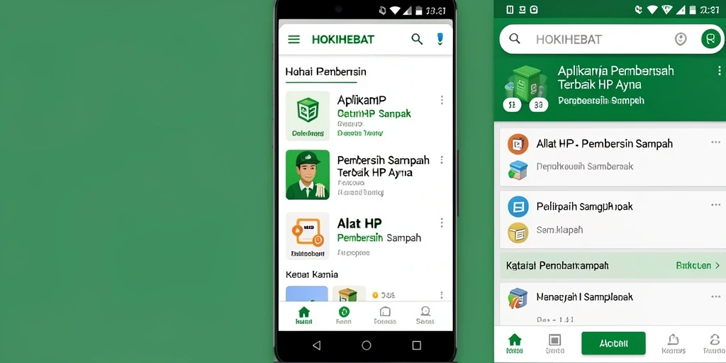 Antarmuka utama HOKIHEBAT menampilkan fitur Pembersih Sampah yang intuitif.