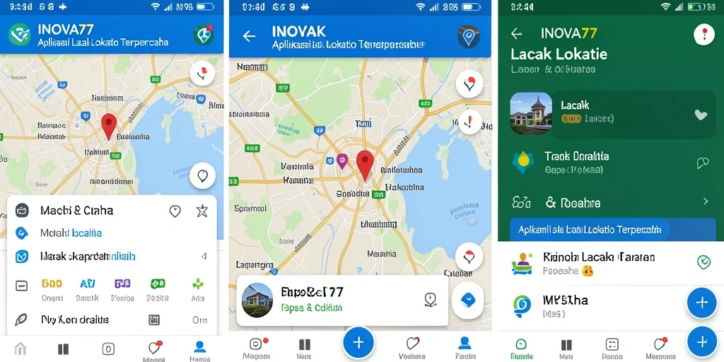Antarmuka aplikasi INOVA77 yang menampilkan fitur Lacak Lokasi.