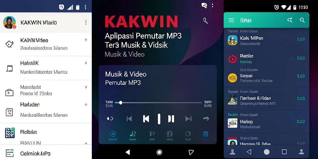 Tampilan antarmuka KAKWIN yang modern dan fungsional untuk Pemutar MP3.