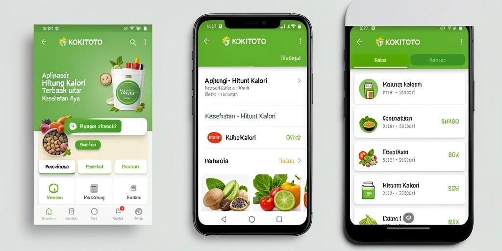 Tampilan antarmuka KOKITOTO dengan grafik kalori sederhana dan informatif.