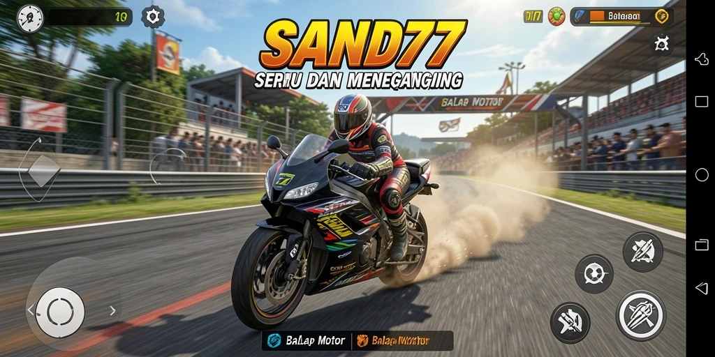 Tampilan menarik dari antarmuka SAND77 saat balap motor.
